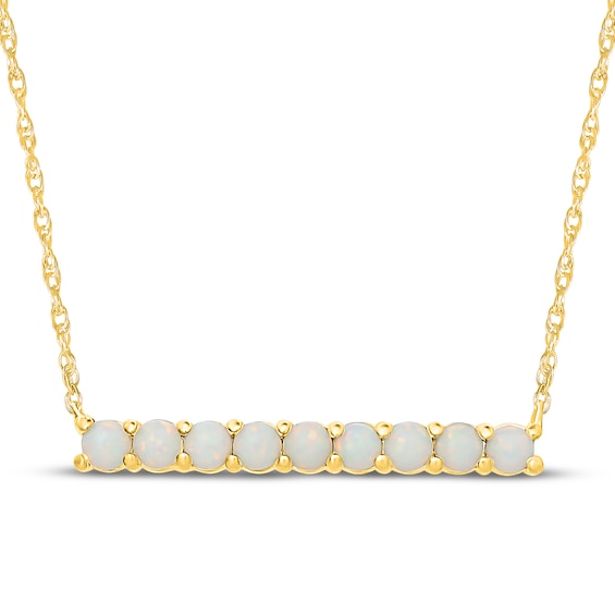 Lab-Created Opal Bar Necklace 10K Yellow Gold 18"