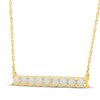 Thumbnail Image 2 of Lab-Created Opal Bar Necklace 10K Yellow Gold 18"
