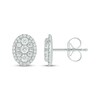 Thumbnail Image 1 of Multi-Diamond Oval Halo Stud Earrings 3/4 ct tw 10K White Gold