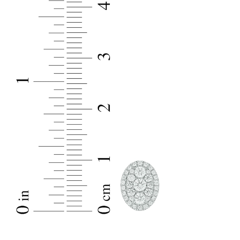 Main Image 3 of Multi-Diamond Oval Halo Stud Earrings 3/4 ct tw 10K White Gold