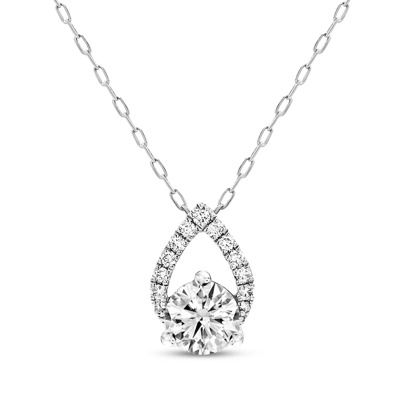 Main Image 1 of KAY Lab-Grown Diamonds Round-Cut Pear-Shaped Frame Necklace 5/8 ct tw 10K White Gold 18"