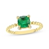 Thumbnail Image 1 of Cushion-Cut Lab-Created Emerald & Diamond Accent Ring 10K Yellow Gold