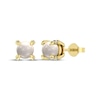 Thumbnail Image 1 of Cultured Pearl & Diamond Accent Stud Earrings 10K Yellow Gold
