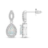 Thumbnail Image 1 of Pear-Shaped Lab-Created Opal & White Lab-Created Sapphire Dangle Earrings Sterling Silver