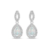Thumbnail Image 2 of Pear-Shaped Lab-Created Opal & White Lab-Created Sapphire Dangle Earrings Sterling Silver