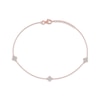 Thumbnail Image 1 of Diamond Clover Station Anklet 1/8 ct tw 10K Rose Gold 10"