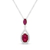 Thumbnail Image 1 of Oval-Cut Lab-Created Ruby & White Lab-Created Sapphire Necklace Sterling Silver 18"