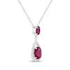 Thumbnail Image 2 of Oval-Cut Lab-Created Ruby & White Lab-Created Sapphire Necklace Sterling Silver 18"