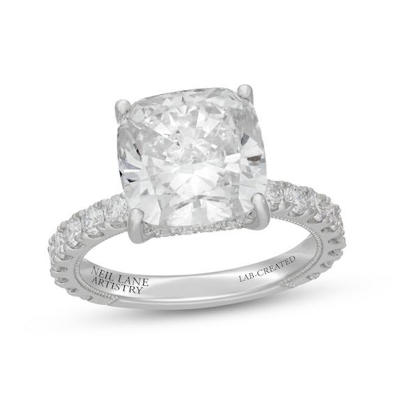 Neil Lane Artistry Cushion-Cut Lab-Grown Diamond Hidden Halo Engagement Ring 7 ct tw 14K White Gold