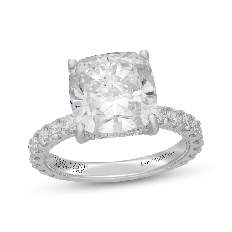 Main Image 1 of Neil Lane Artistry Cushion-Cut Lab-Grown Diamond Hidden Halo Engagement Ring 7 ct tw 14K White Gold