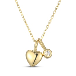 KAY x Rocksbox Lab-Grown Diamond & Puff Heart Charm Necklace 1/15 ct tw 24K Yellow Gold Vermeil Sterling Silver 19"