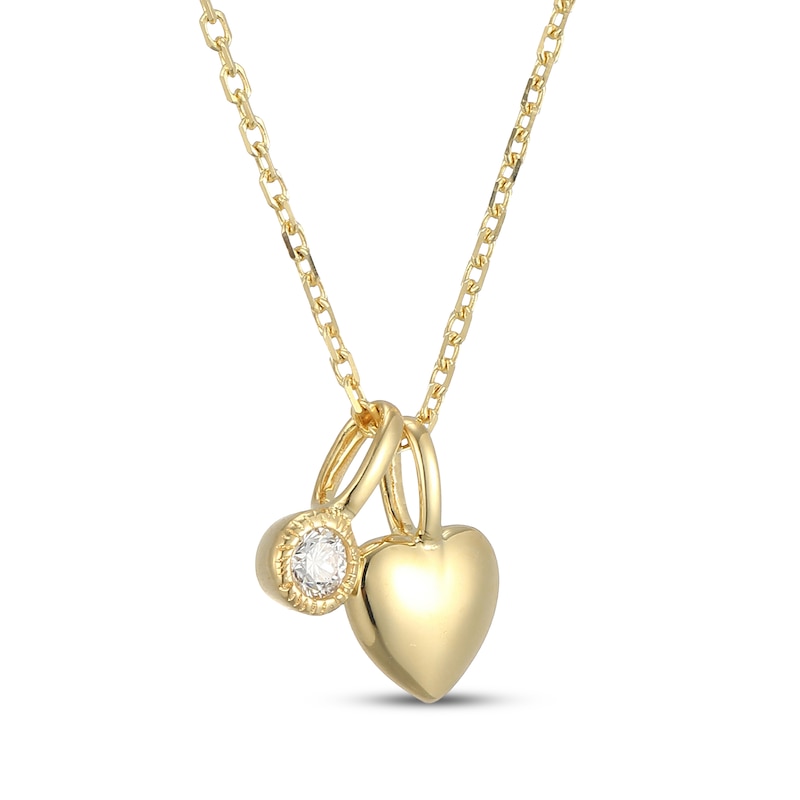 Main Image 2 of KAY x Rocksbox Lab-Grown Diamond & Puff Heart Charm Necklace 1/15 ct tw 24K Yellow Gold Vermeil Sterling Silver 19"