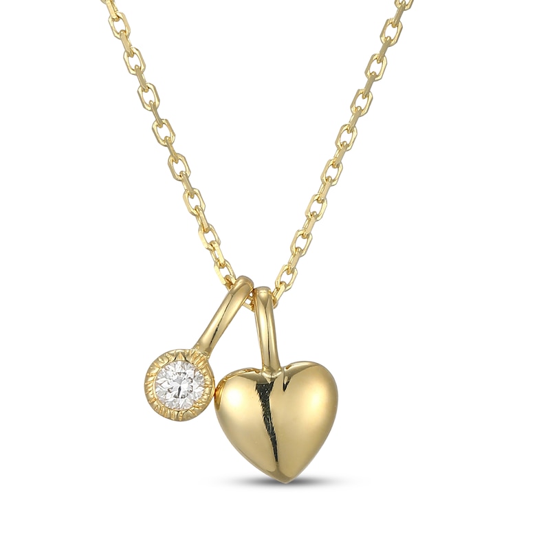 Main Image 3 of KAY x Rocksbox Lab-Grown Diamond & Puff Heart Charm Necklace 1/15 ct tw 24K Yellow Gold Vermeil Sterling Silver 19"