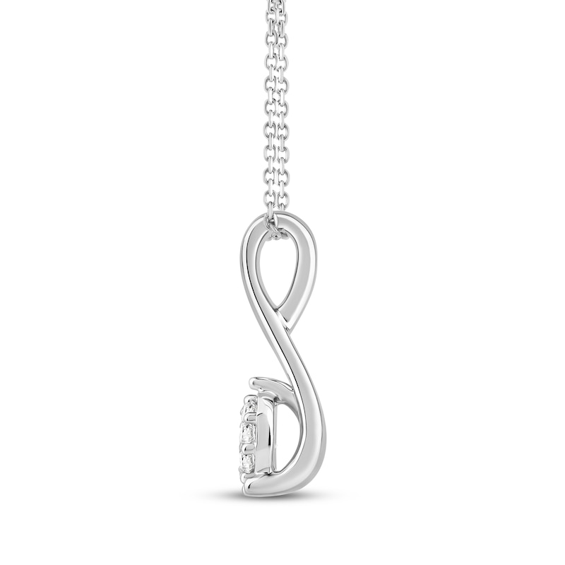 Main Image 3 of Closer Together Lab-Grown Diamond Halo Drop Necklace 1/4 ct tw Sterling Silver 18"