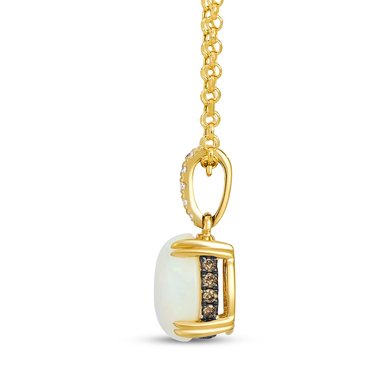 Main Image 2 of Le Vian Oval-Cut Opal Necklace 1/10 ct tw Diamonds 14K Honey Gold 19"