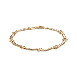 Chevron Chain Station Bracelet 24K Yellow Gold Vermeil Sterling Silver 7.5"