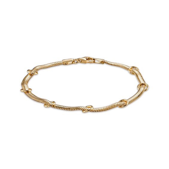 Chevron Chain Station Bracelet 24K Yellow Gold Vermeil Sterling Silver 7.5"