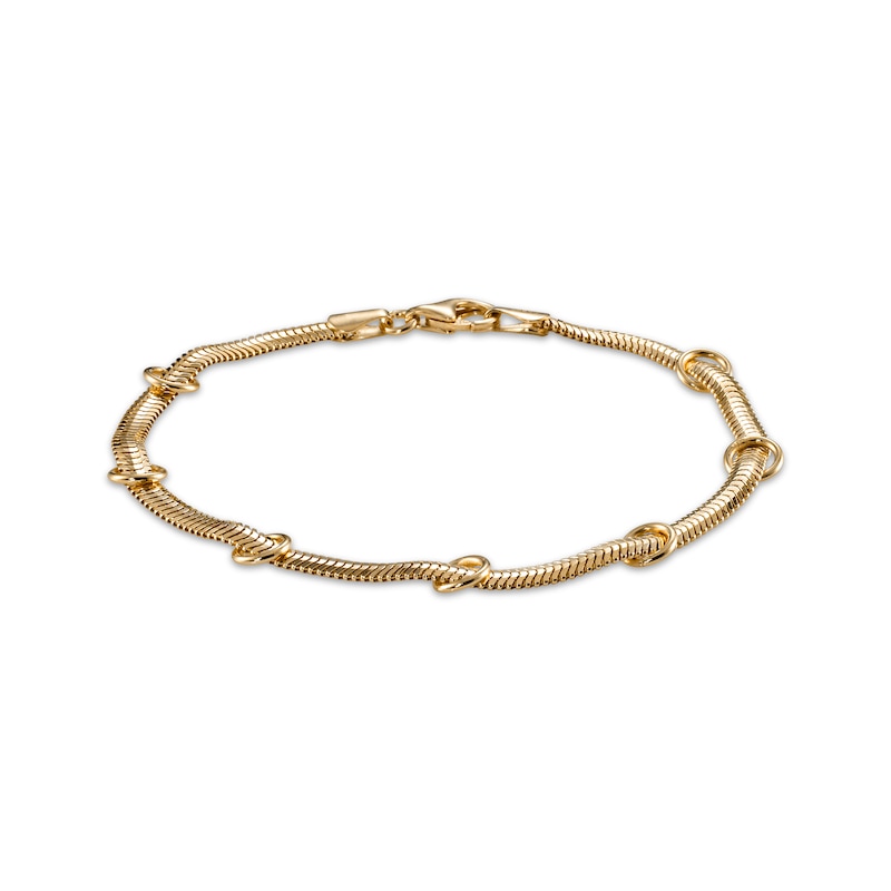 Main Image 1 of Chevron Chain Station Bracelet 24K Yellow Gold Vermeil Sterling Silver 7.5"