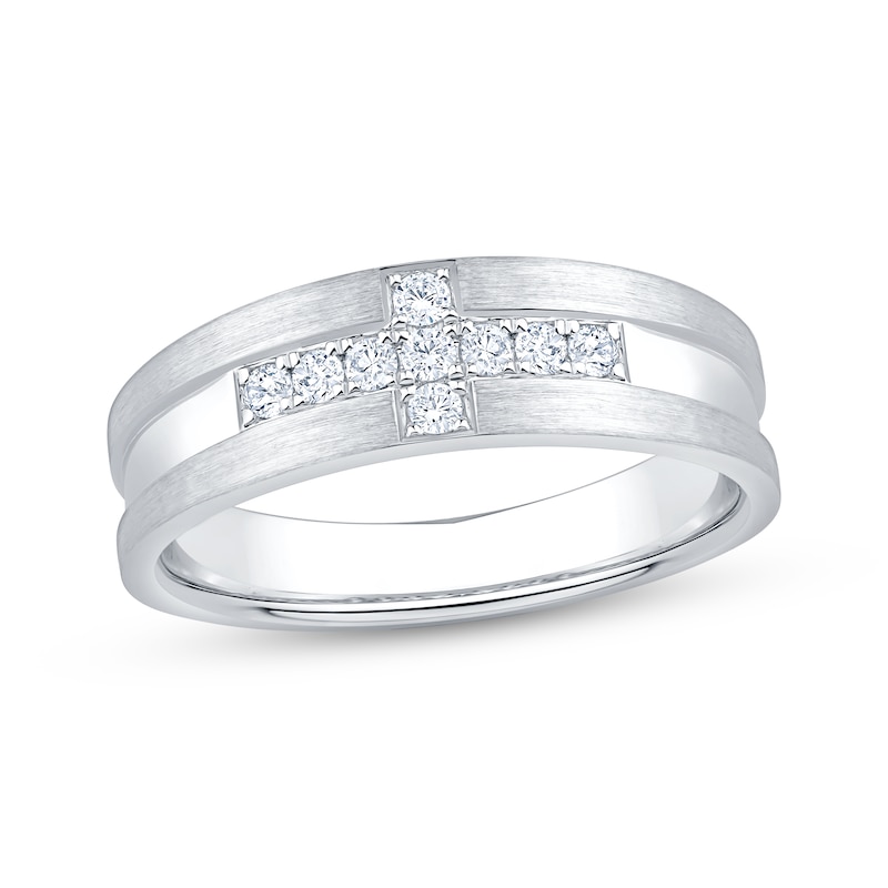 Main Image 1 of Now + Forever Men's Diamond Wedding Band 1/5 ct tw 10K White Gold