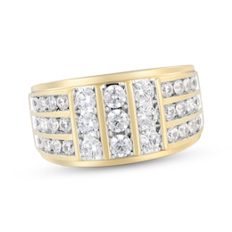 Men's Diamond Three-Row Ring 2 ct tw 10K Yellow Gold