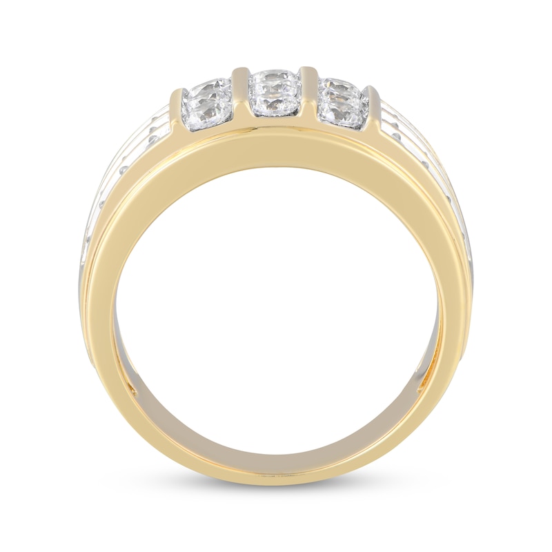 Main Image 3 of Men's Diamond Three-Row Ring 2 ct tw 10K Yellow Gold