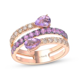 Le Vian Good Karma Pear-Shaped Amethyst & Pink Sapphire Ring 3/8 ct tw Diamonds 14K Strawberry Gold