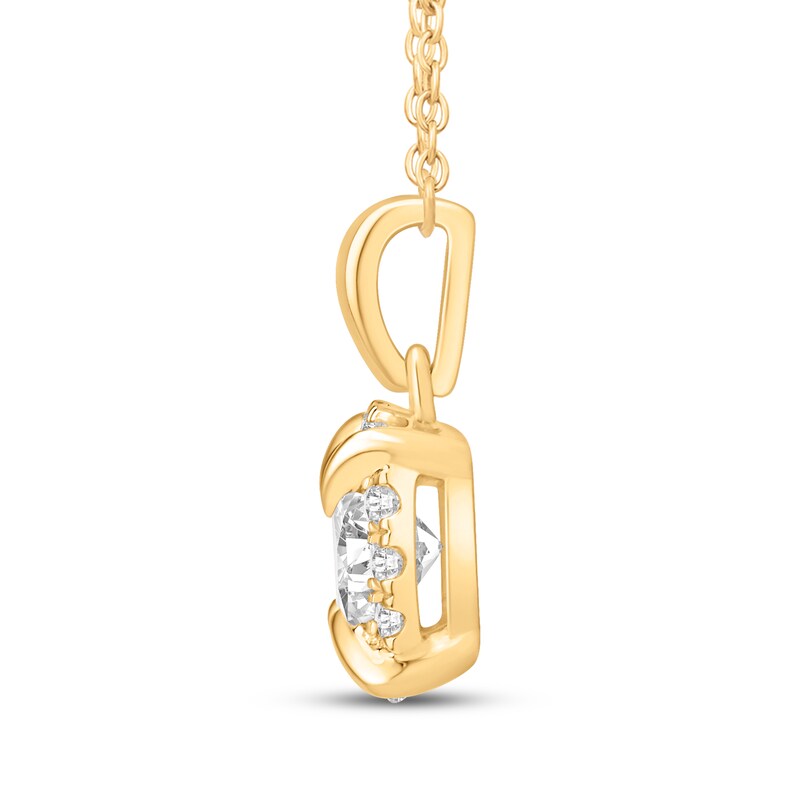 Main Image 2 of Princess-Cut Diamond Halo Necklace 3/4 ct tw 10K Yellow Gold