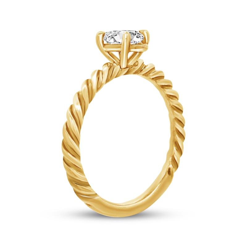 Main Image 2 of Now + Forever Marquise-Cut Diamond Solitaire Rope-Twist Ring 1/2 ct t 14K Yellow Gold (I/I2)