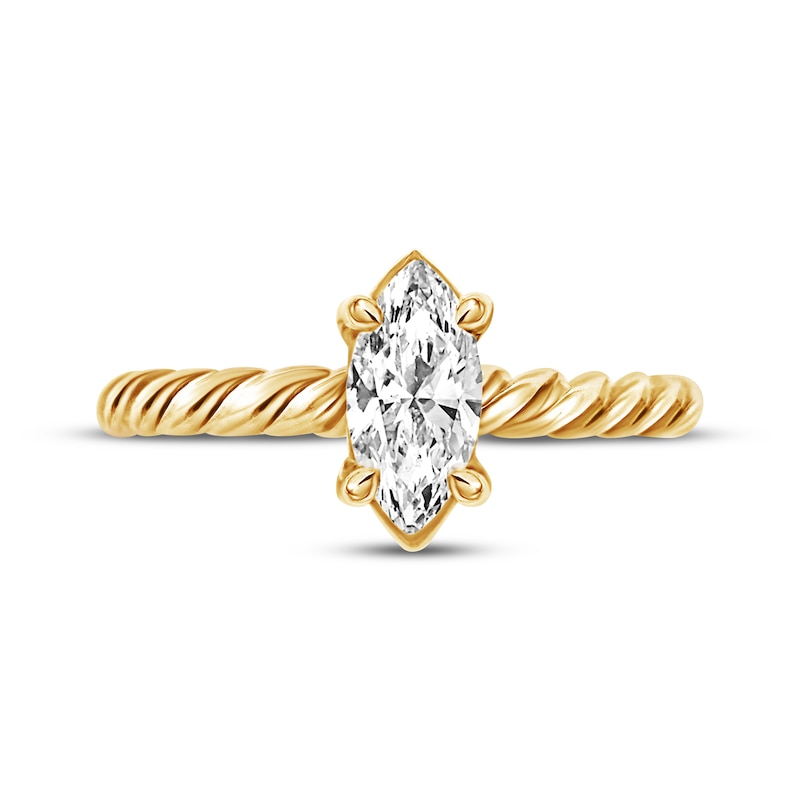 Main Image 3 of Now + Forever Marquise-Cut Diamond Solitaire Rope-Twist Ring 1/2 ct t 14K Yellow Gold (I/I2)