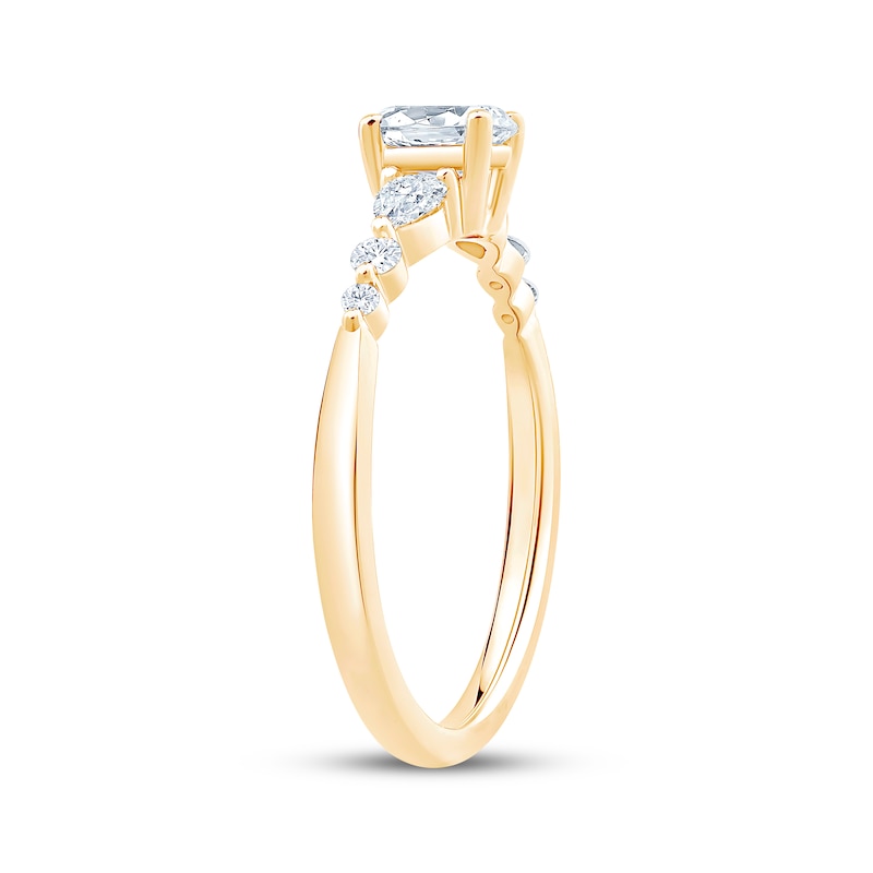 Main Image 2 of Now + Forever Lab-Grown Diamonds Oval-Cut & Pear-Shaped Three-Stone Engagement Ring 5/8 ct tw 14K Yellow Gold
