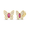 Thumbnail Image 1 of Children's Marquise-Cut Red & White Cubic Zirconia Butterfly Stud Earrings 14K Yellow Gold