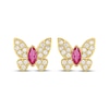 Thumbnail Image 2 of Children's Marquise-Cut Red & White Cubic Zirconia Butterfly Stud Earrings 14K Yellow Gold