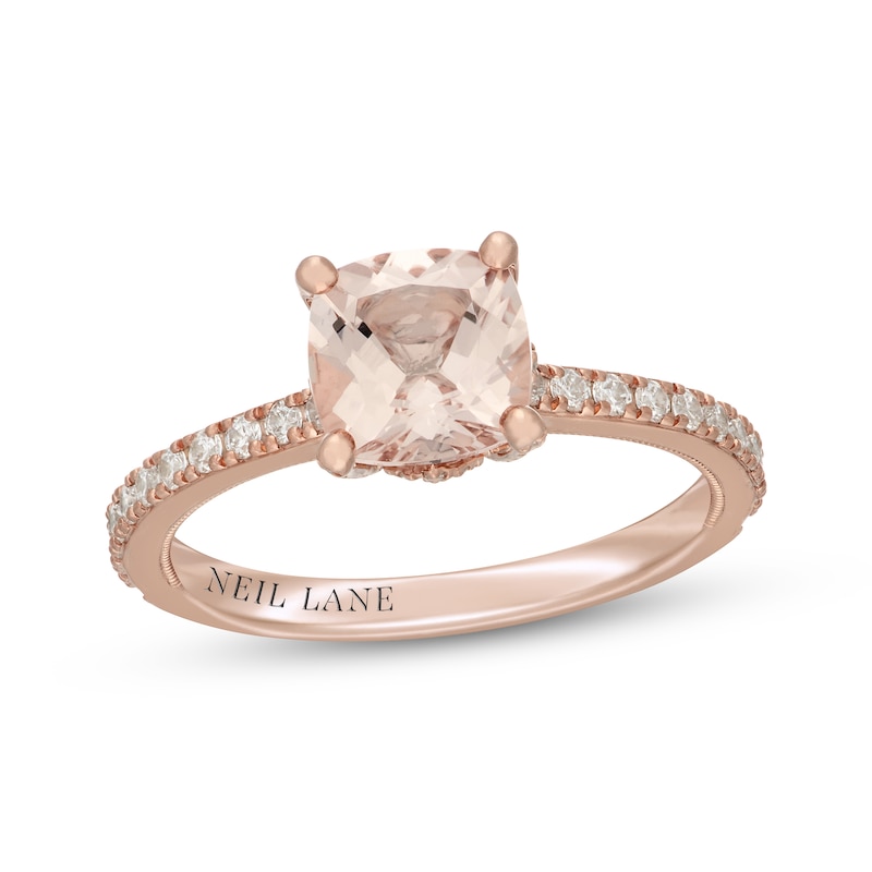 Main Image 1 of Neil Lane Cushion-Cut Morganite & Diamond Engagement Ring 3/8 ct tw 14K Rose Gold