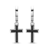Thumbnail Image 2 of Men's Black Enamel Cross Dangle Hoop Earrings Sterling Silver
