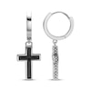 Thumbnail Image 3 of Men's Black Enamel Cross Dangle Hoop Earrings Sterling Silver