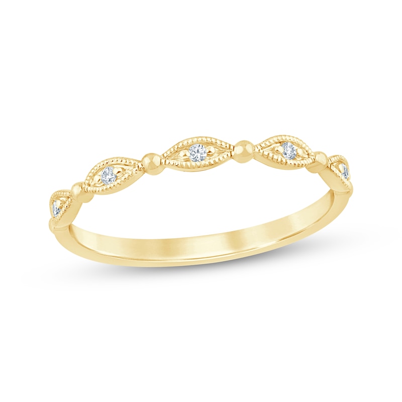 Main Image 1 of Now + Forever Lab-Grown Diamonds Milgrain Anniversary Ring 1/20 ct tw 10K Yellow Gold