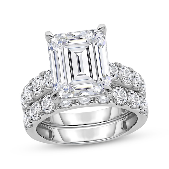 Lab-Grown Diamonds Emerald-Cut Bridal Set 8 ct tw 14K White Gold