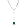 Thumbnail Image 1 of Pear-Shaped Lab-Created Emerald & White Lab-Created Sapphire Y-Drop Necklace Sterling Silver 18"