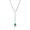 Thumbnail Image 2 of Pear-Shaped Lab-Created Emerald & White Lab-Created Sapphire Y-Drop Necklace Sterling Silver 18"