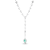 Thumbnail Image 3 of Pear-Shaped Lab-Created Emerald & White Lab-Created Sapphire Y-Drop Necklace Sterling Silver 18"