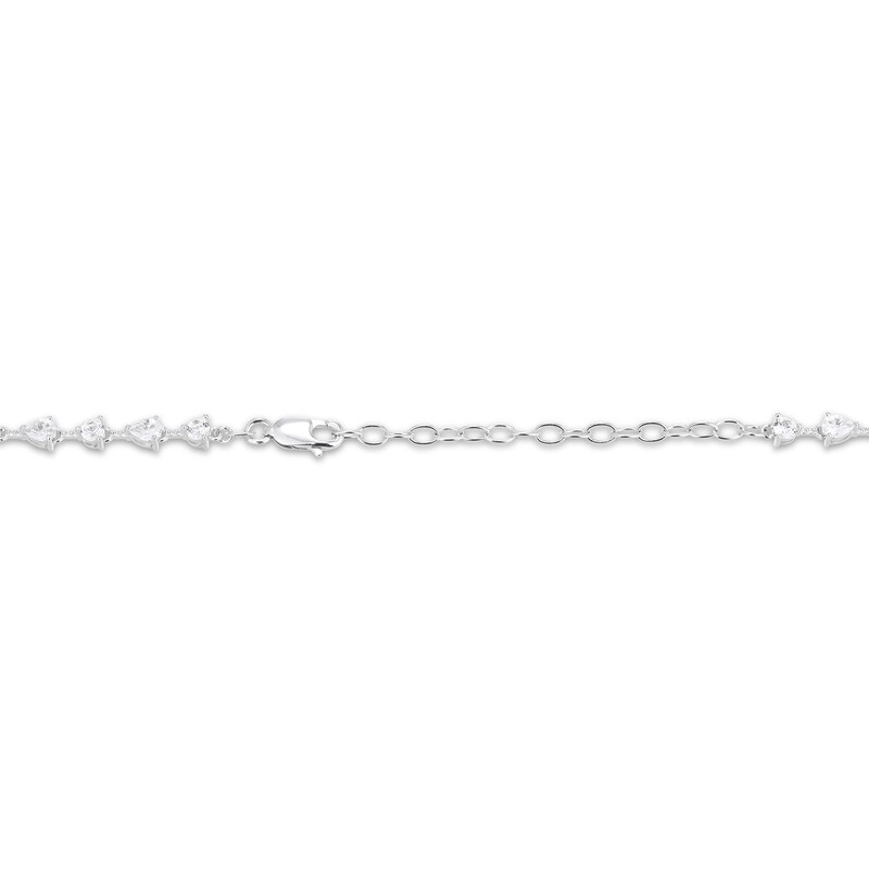 Main Image 4 of Pear-Shaped Lab-Created Emerald & White Lab-Created Sapphire Y-Drop Necklace Sterling Silver 18"