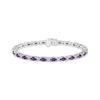 Thumbnail Image 1 of Oval-Cut Amethyst & White Lab-Created Sapphire Link Bracelet Sterling Silver 7.25"
