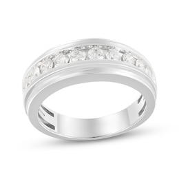 Now + Forever Lab-Grown Diamonds Men's Stepped Wedding Band 1 ct tw 10K White Gold