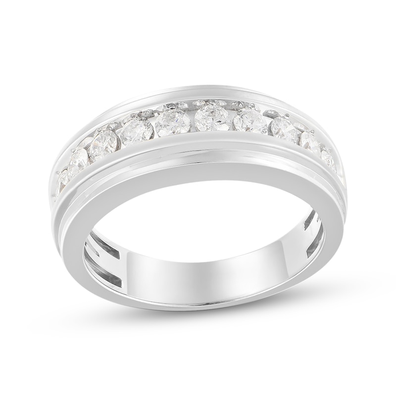 Main Image 1 of Now + Forever Lab-Grown Diamonds Men's Stepped Wedding Band 1 ct tw 10K White Gold