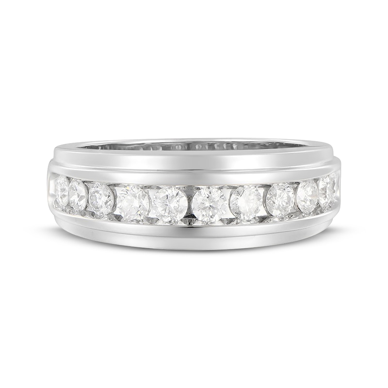 Main Image 3 of Now + Forever Lab-Grown Diamonds Men's Stepped Wedding Band 1 ct tw 10K White Gold