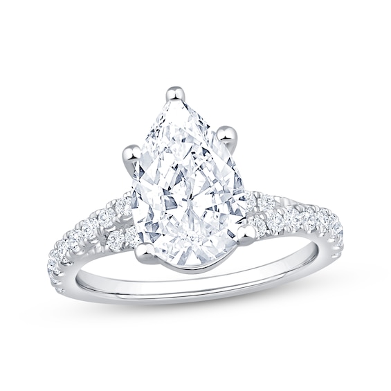 Now + Forever Lab-Grown Diamonds Pear-Shaped Engagement Ring 3-1/2 ct tw 14K Gold