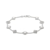 Thumbnail Image 1 of STUDIO BY KAY Clover-Shaped Mother-of-Pearl & White Lab-Created Sapphire Bracelet Sterling Silver 7.25"