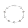 Thumbnail Image 2 of STUDIO BY KAY Clover-Shaped Mother-of-Pearl & White Lab-Created Sapphire Bracelet Sterling Silver 7.25"