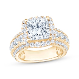 Now + Forever Lab-Grown Diamonds Princess-Cut Halo Engagement Ring 5 ct tw 14K Yellow Gold