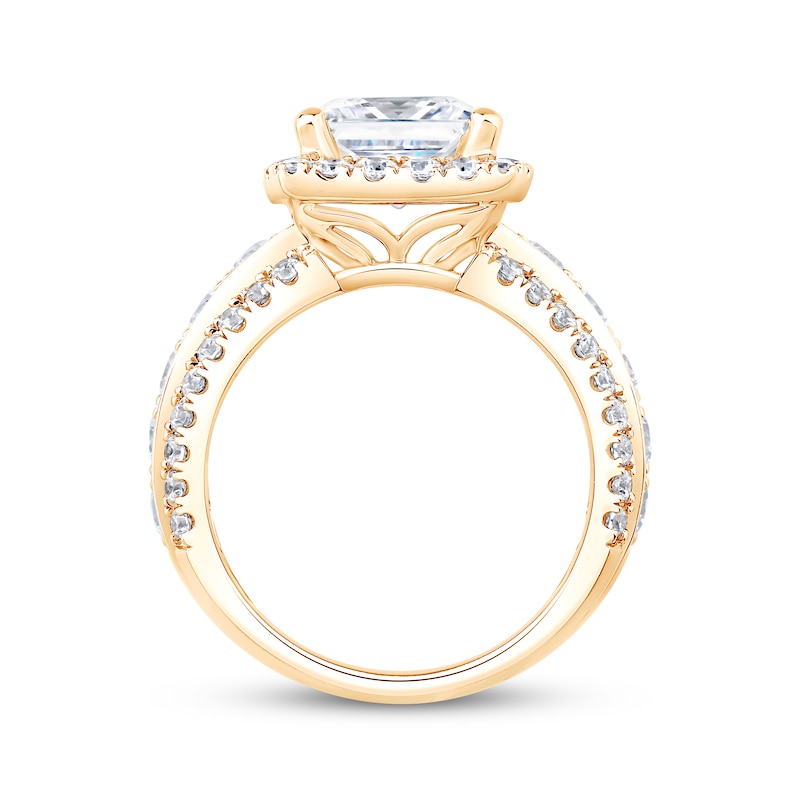 Main Image 2 of Now + Forever Lab-Grown Diamonds Princess-Cut Halo Engagement Ring 5 ct tw 14K Yellow Gold